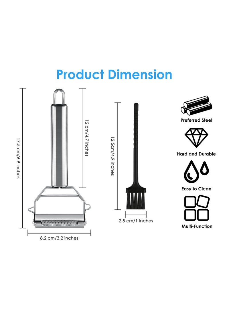 OSHIMA Peeler Shredder, Stainless Steel Fruit and Vegetable Handheld Shredder for Kitchen, 2-in-1 Peeler with Multi-Functional for Peeling Potatoes, Carrot, Cucumber and Melon - Image 2